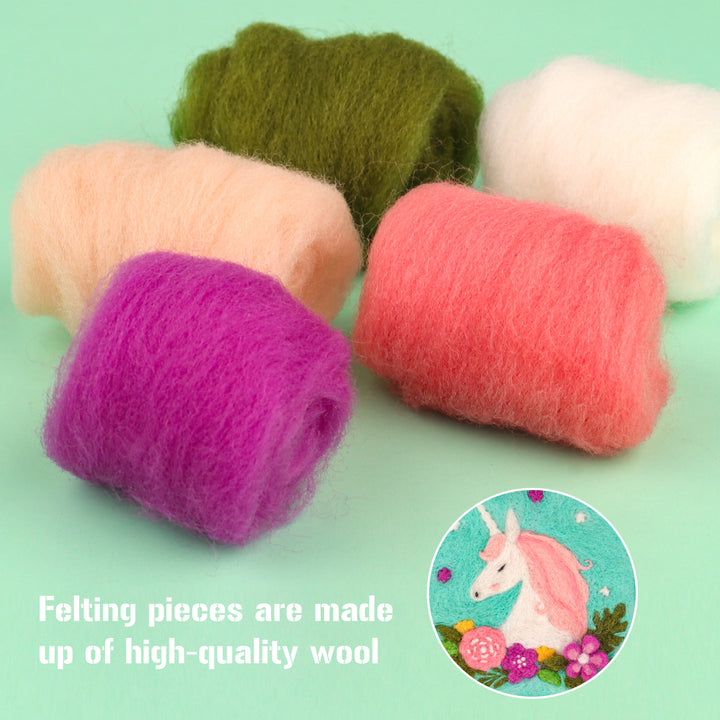 Wool Felt Painting Set Needle Felting Unicorn & Flamingo Crafts Kit