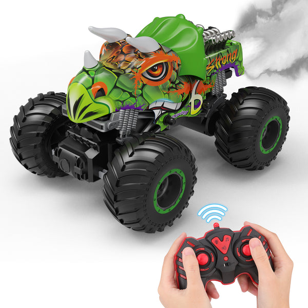 RC Dino Monster Truck Car, Roaring Off-Road Adventure, For Boys Aged 6-12, Green, Christmas Gift Idea