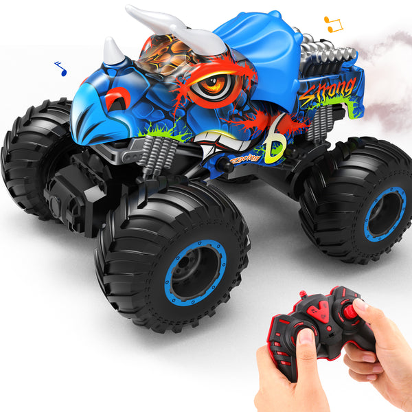 RC Dinosaur Off-Road Monster Trucks Car for Kids Aged 4-12, Ferocity and Thrills, Blue, Christmas Gift Idea