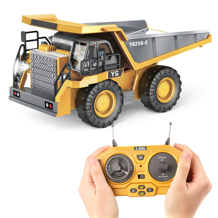 Classic RC Excavator Toy with Metal Shovel, Lights and Sounds, 680° Rotating Cab, and Dump Truck Toy for Kids Ages 4-15 Boys, Construction Toys, Christmas Gift Idea